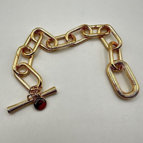 Like-New All Saints Gold tone textured chain link toggle bracelet! - Picture 4 of 5